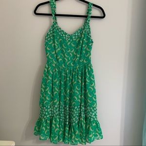 Lauren Conrad Green Floral Ruffle Dress